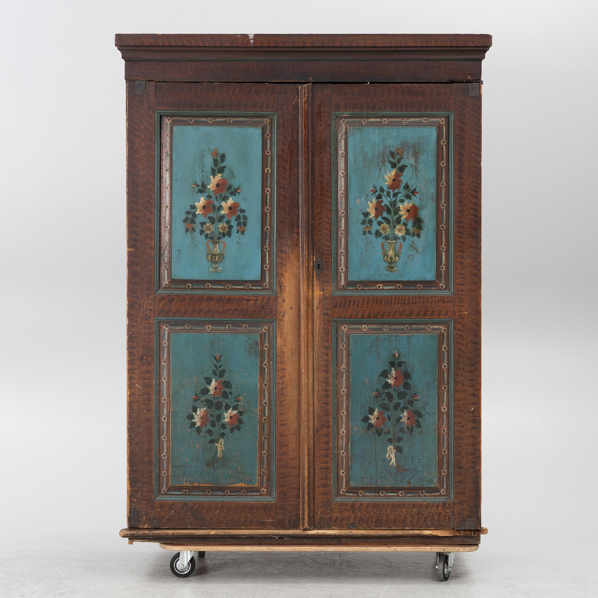 A painted cabinet, Värmland, dated 1847.