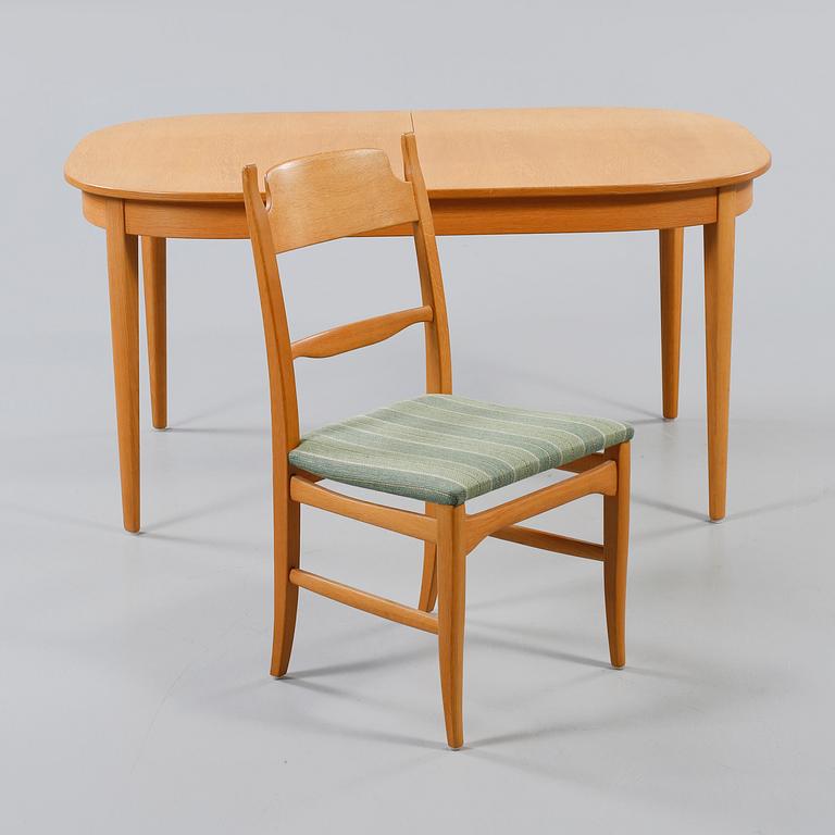 MATGRUPP, 9 delar, "Calmare Nyckel", Carl Malmsten, Åfors Möbelfabrik, 1900-talets andra hälft.