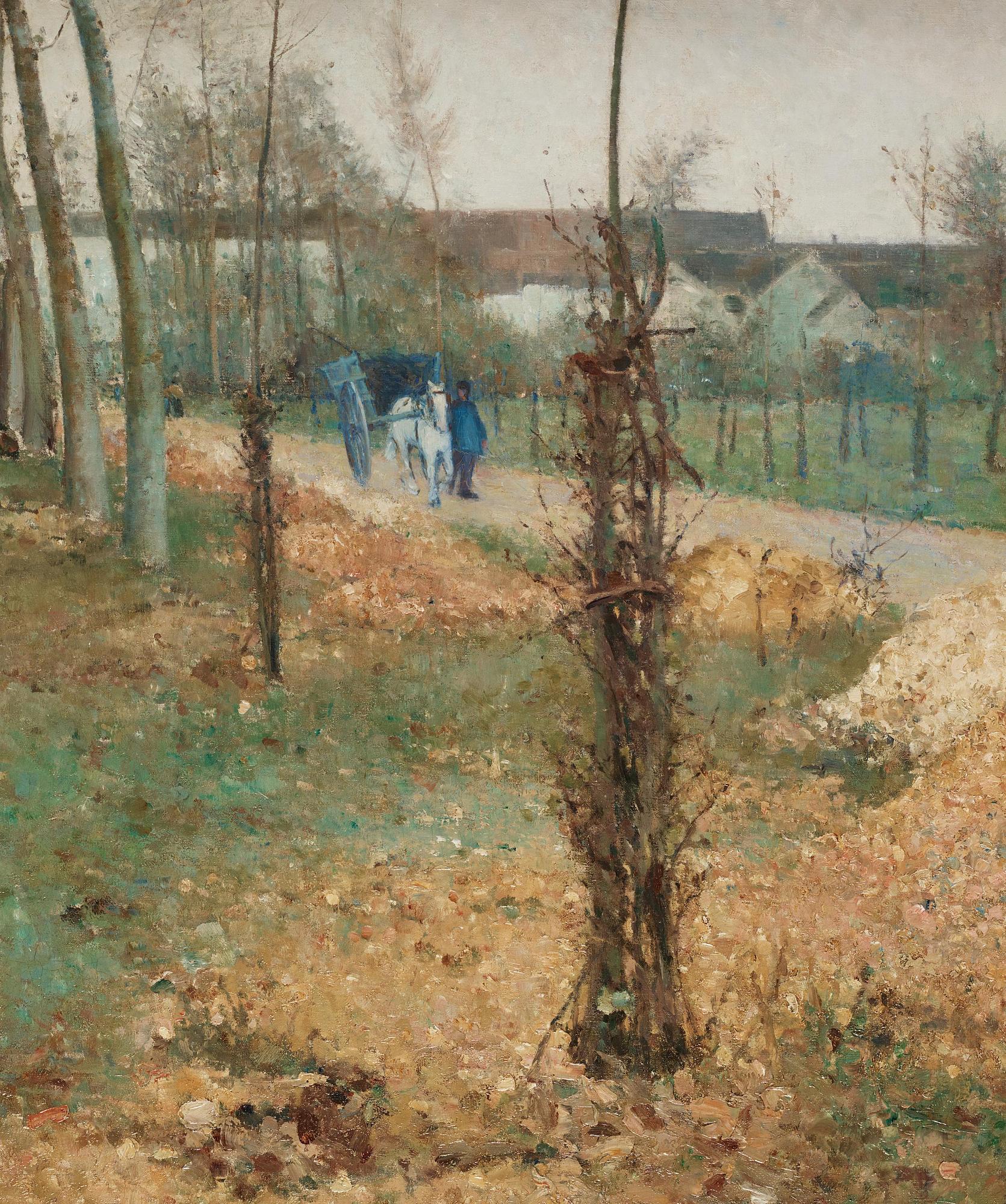 Karl Nordström, Horse-drawn carriage in a French landscape.