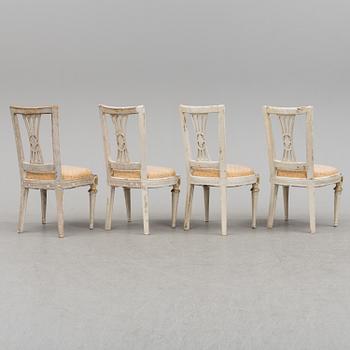 A set of four late Gustavian Lindome chairs from around year 1800.