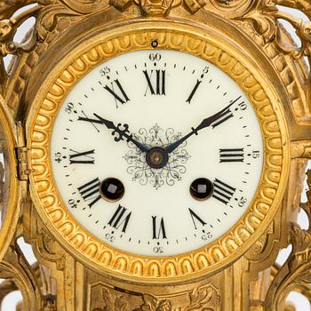 A gilt bronze Mantle Clock, marked H&F Paris, late 19th century.