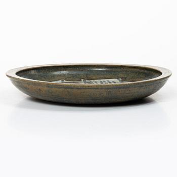 Carl-Harry Stålhane, Unique stoneware dish, Gustavsberg Studio.