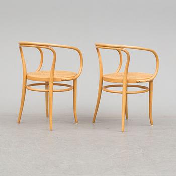 Six mid 20th century Thonet-marked bent wood armchairs.