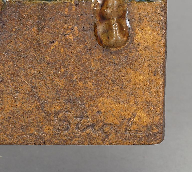 VÄGGPLATTA, stengods, Stig Lindberg, Gustavsberg, 1960-/70-tal.