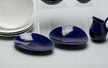 SERVISDELAR, 12 delar, flintgods, "Blå Eld", Hertha Bengtsson, Rörstrand,
