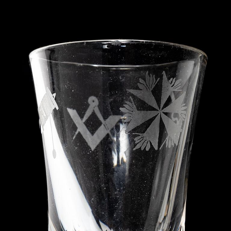 Masonic glasses, 8 pcs (6+1+1), 20th century.