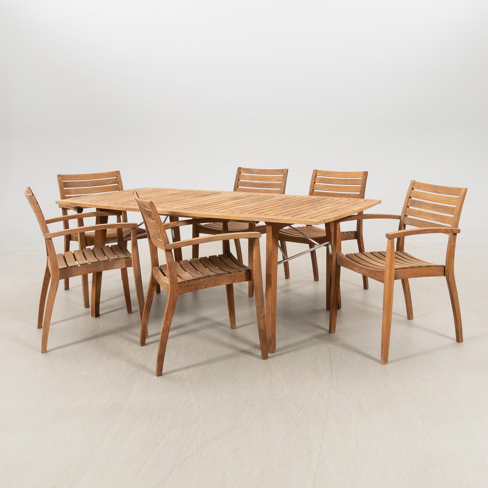 Jakob Berg trädgårdsmöbel 7 dlr "Ballare" för Fritz Hansen Danmark sent 1900-tal.