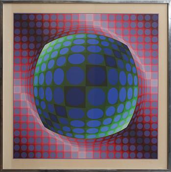 VICTOR VASARELY, färgserigrafi, sign o numr 221/250.