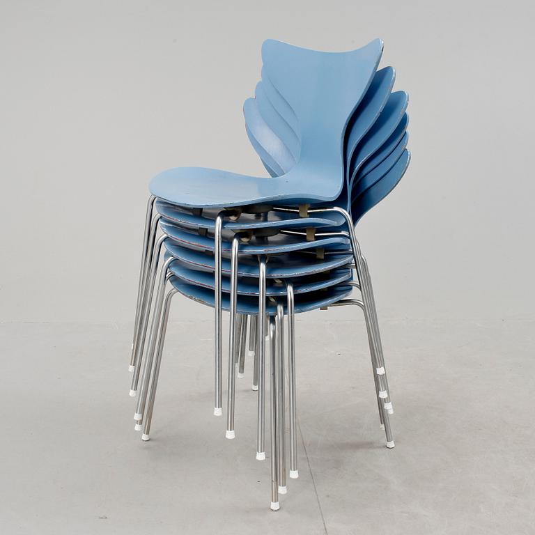STOLAR, 6 stycken, "Liljan", Arne Jacobsen, 1970-tal.