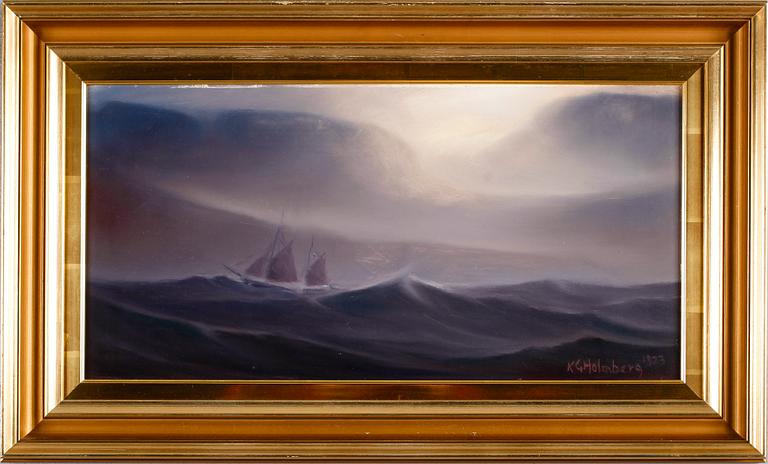 KARL GUSTAV HOLMBERG, olja på pannå, signerad.