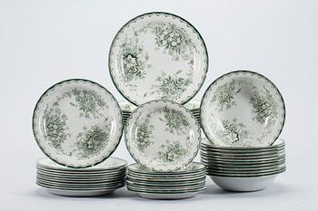 SERVISDELAR, 76 delar, flintgods, "Gröna Anna", Rörstrand.