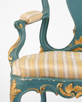 A Swedish carved rococo sofa by A. Thunberg (master in Stockholm 1756-91).