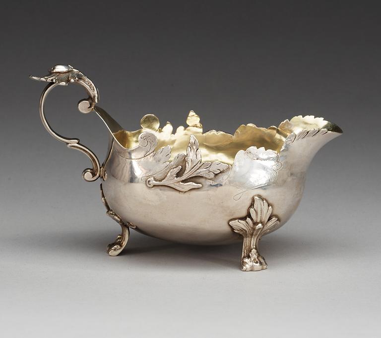 A Swedish parcel-gilt cream-jug, makers mark of Lorentz Wretman, Landskrona 1774.