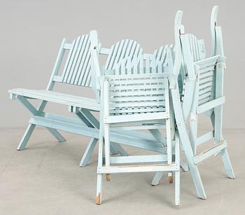 TRÄDGÅRDSMÖBLER, 5 delar, omkring 1900-talets mitt.