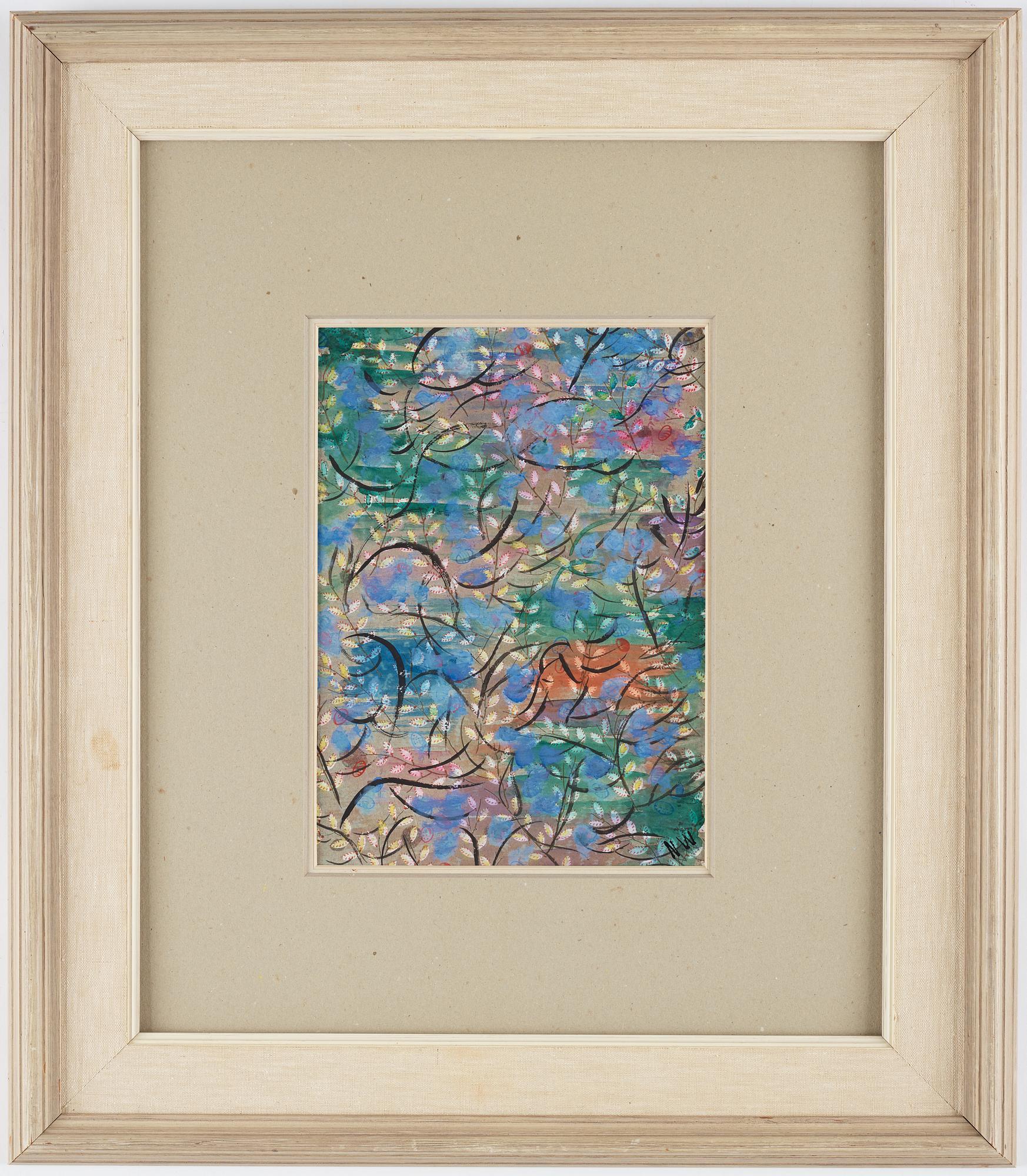 NELL WALDEN, mixed media on paper, signed.