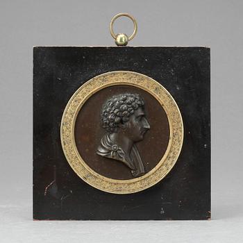 PLAKETT, brons, Carl XIV Johan, empire, 1800-talets första hälft.