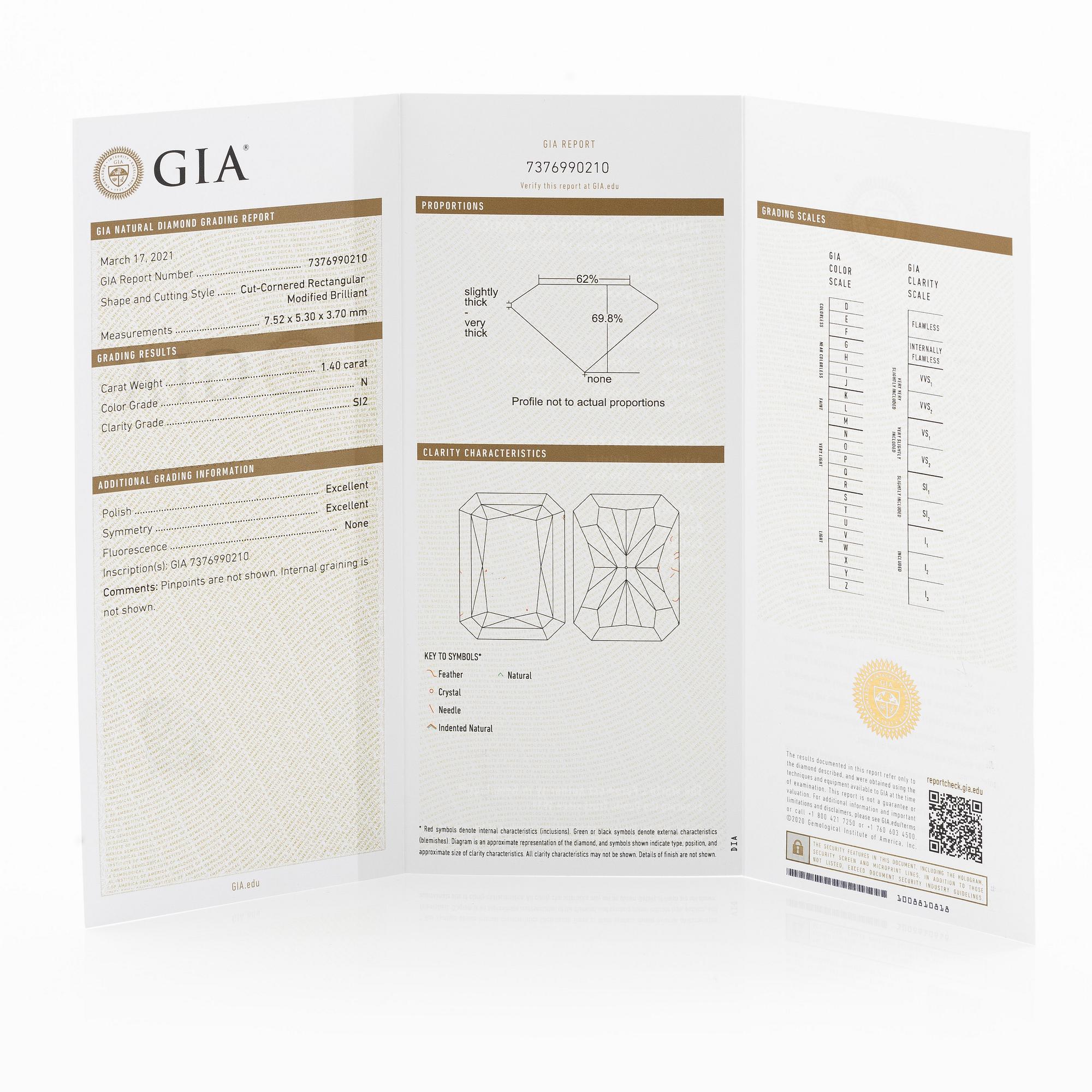 Necklace 18K white gold with a faceted diamond, accompanied by GIA report.