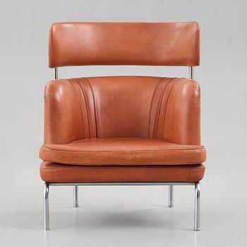 A Tommy Sundberg 'Sheraton' chromed tubular steel and leather easy chair, designed for Sheraton Hotel, Stockholm in 1971.