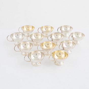 Twelve silver punch cups, Ceson, Gothenburg, 1968-77.