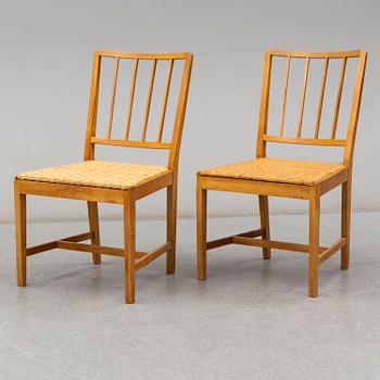 JOSEF FRANK, a set of six elm and rattan dining chairs, model 800.