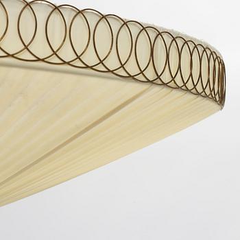 A Swedish Modern brass and textile ceiling light, 1940's.