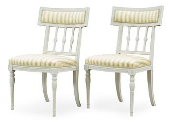 A pair of late Gustavian chairs by E Öhrmark, master 1777.