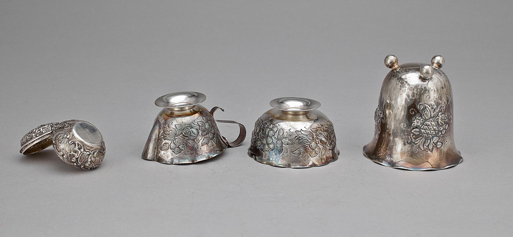 PARTI SILVER, 4 delar, bla GAB, Stockholm, 1948 och 1951. Vikt 314.