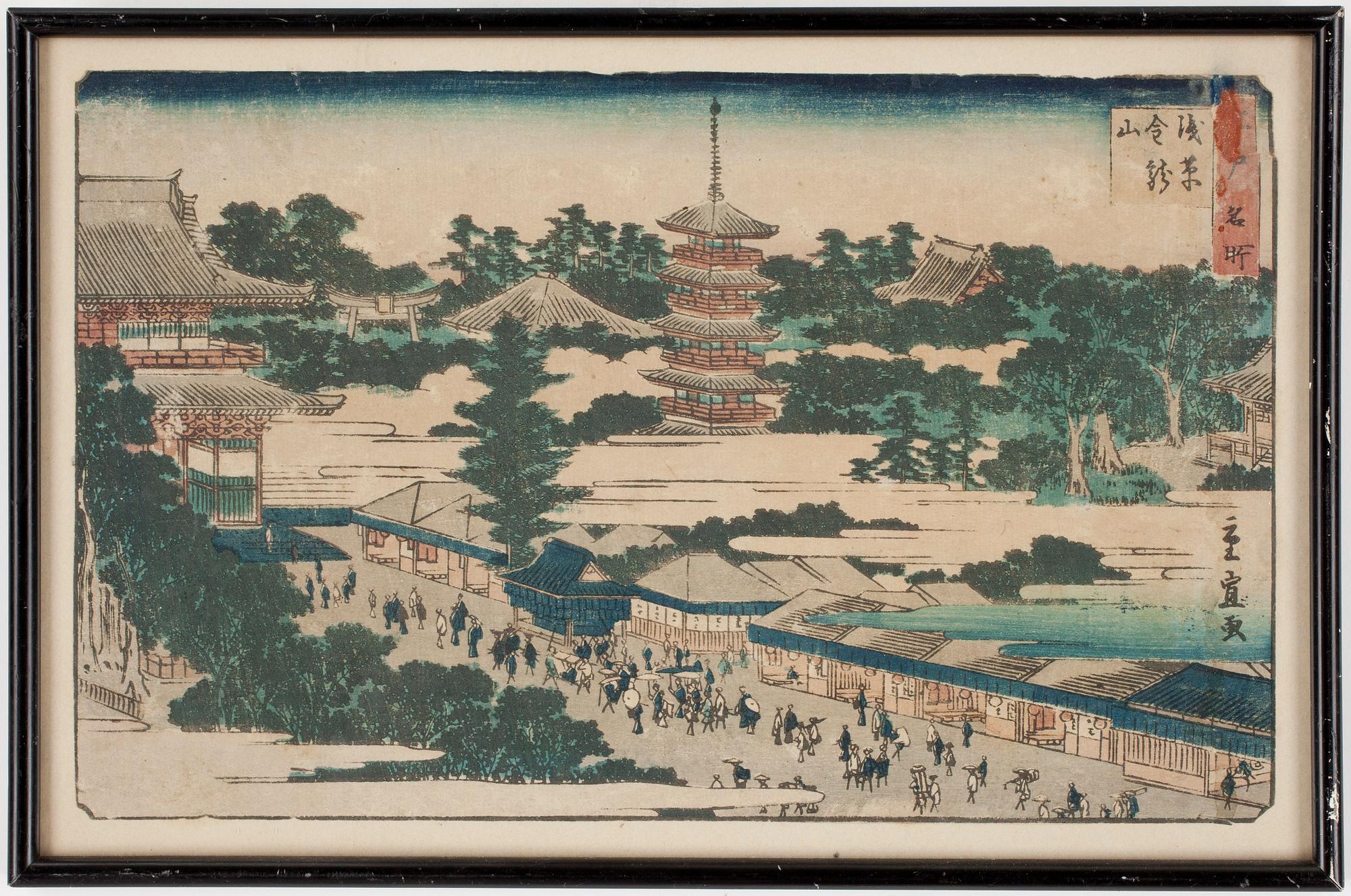 ANDO UTAGAWA HIROSHIGE II, träsnitt, sign i trycket.