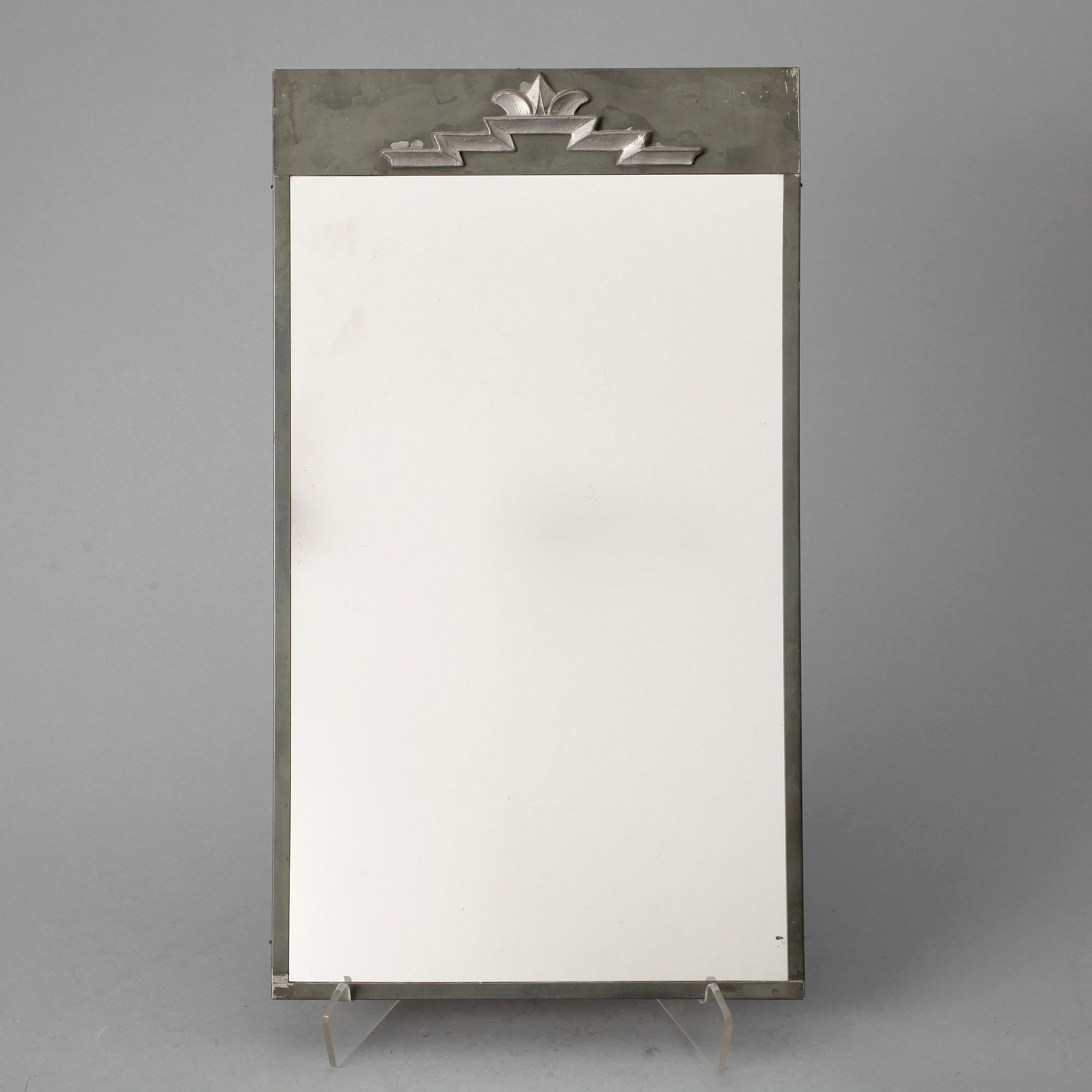 SPEGEL samt SPEGELLAMPETTER, ett par, art deco, tenn, 1930-tal.