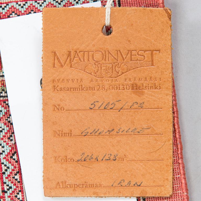 A silk Qum rug, central Persia, c. 210 x 138 cm.