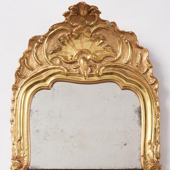 A Swedish giltwood rococo mirror, Stockholm, later part 18th century.