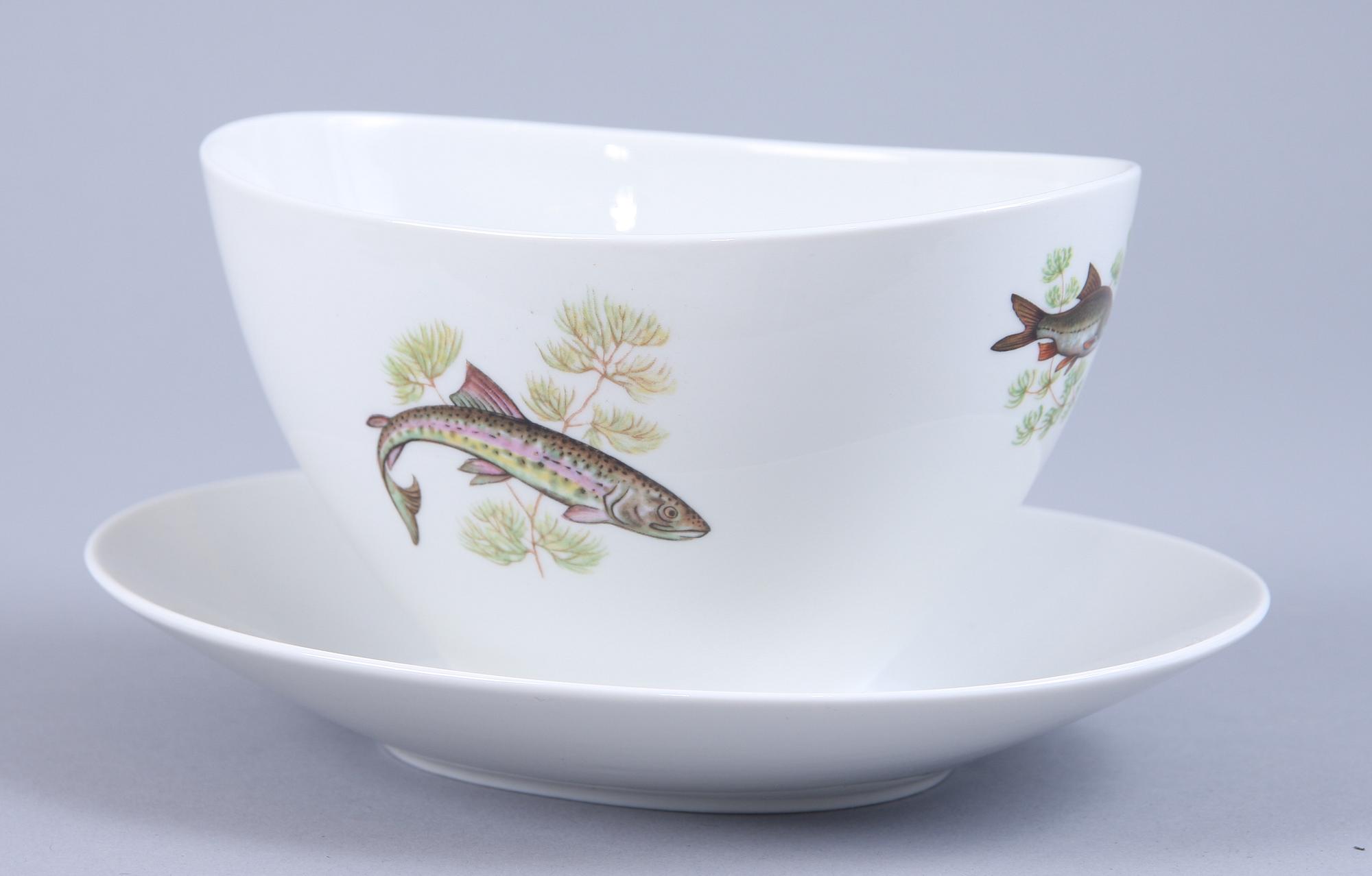 FISKSERVISDELAR, 8 st, porslin, Rörstrand.