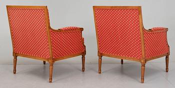 FÅTÖLJER, ett par, gustaviansk stil, 1900-tal.