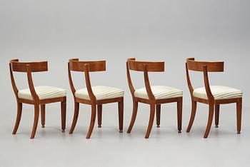 Four klismos chairs, circa 1900.