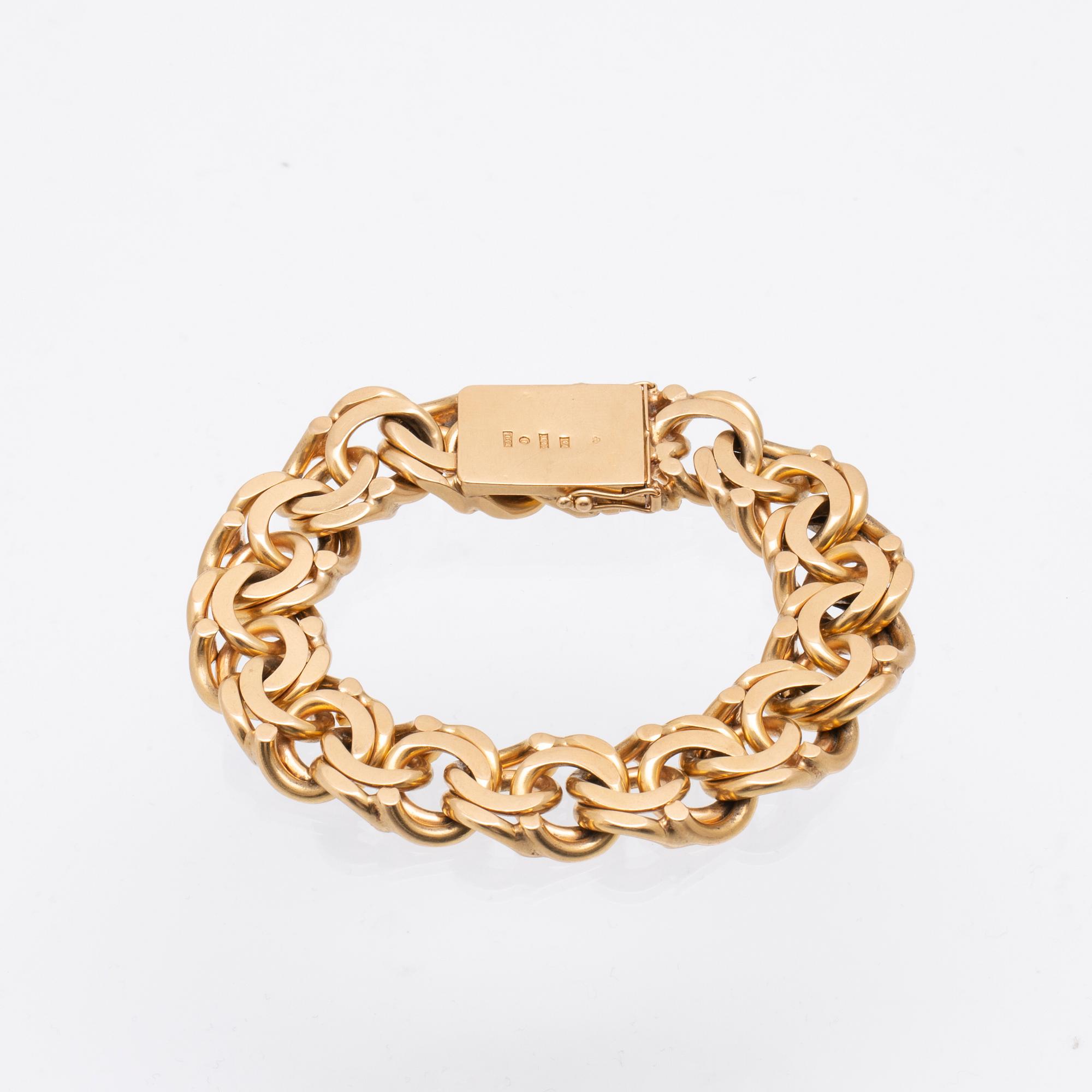 Armband 18K manglad pansarlänk Pastarus Presto förening Stockholm 1952.