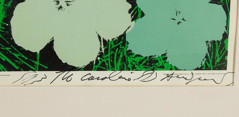 Andy Warhol, offset-serigrafi. Signerad med dedikation.