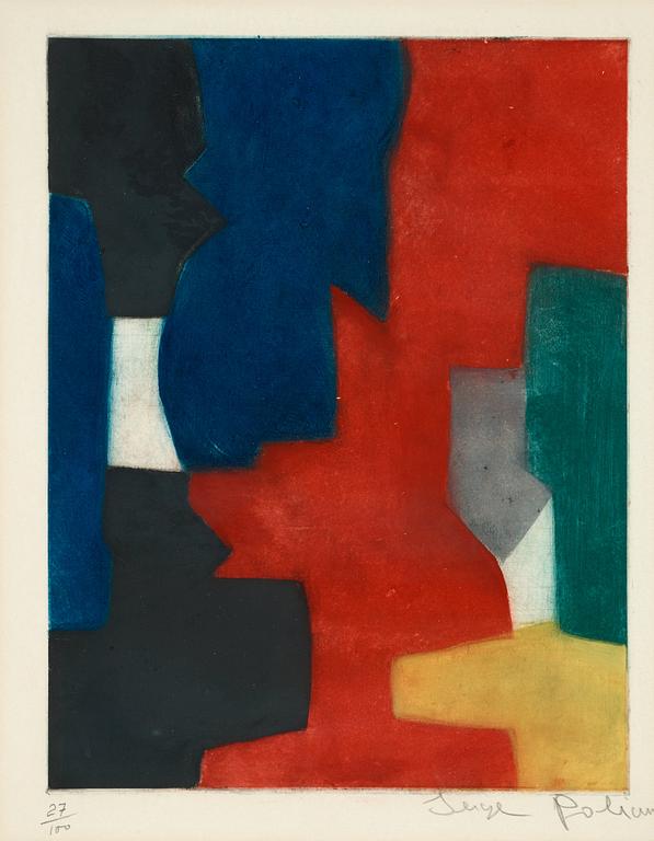 Serge Poliakoff, "Composition bleue, rouge, verte et noire".