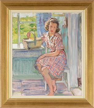 ELSA BACKLUND CELSING, olja på pannå, sign.