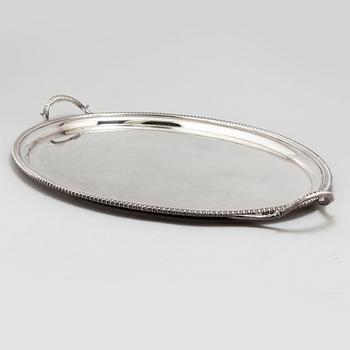 A silver tray from London, 1802.