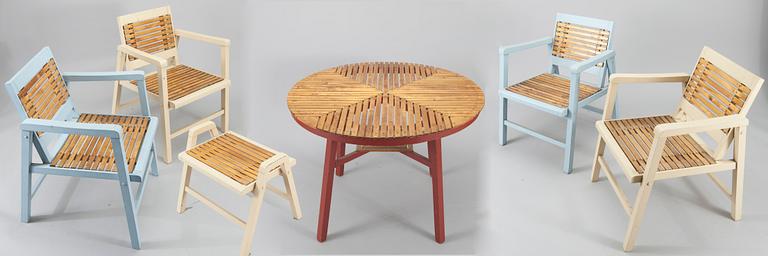 TRÄDGÅRDSMÖBLEMANG, 6 delar, funkis, 1930-tal.