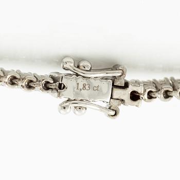 Tennis bracelet 18K white gold with brilliant-cut diamonds.