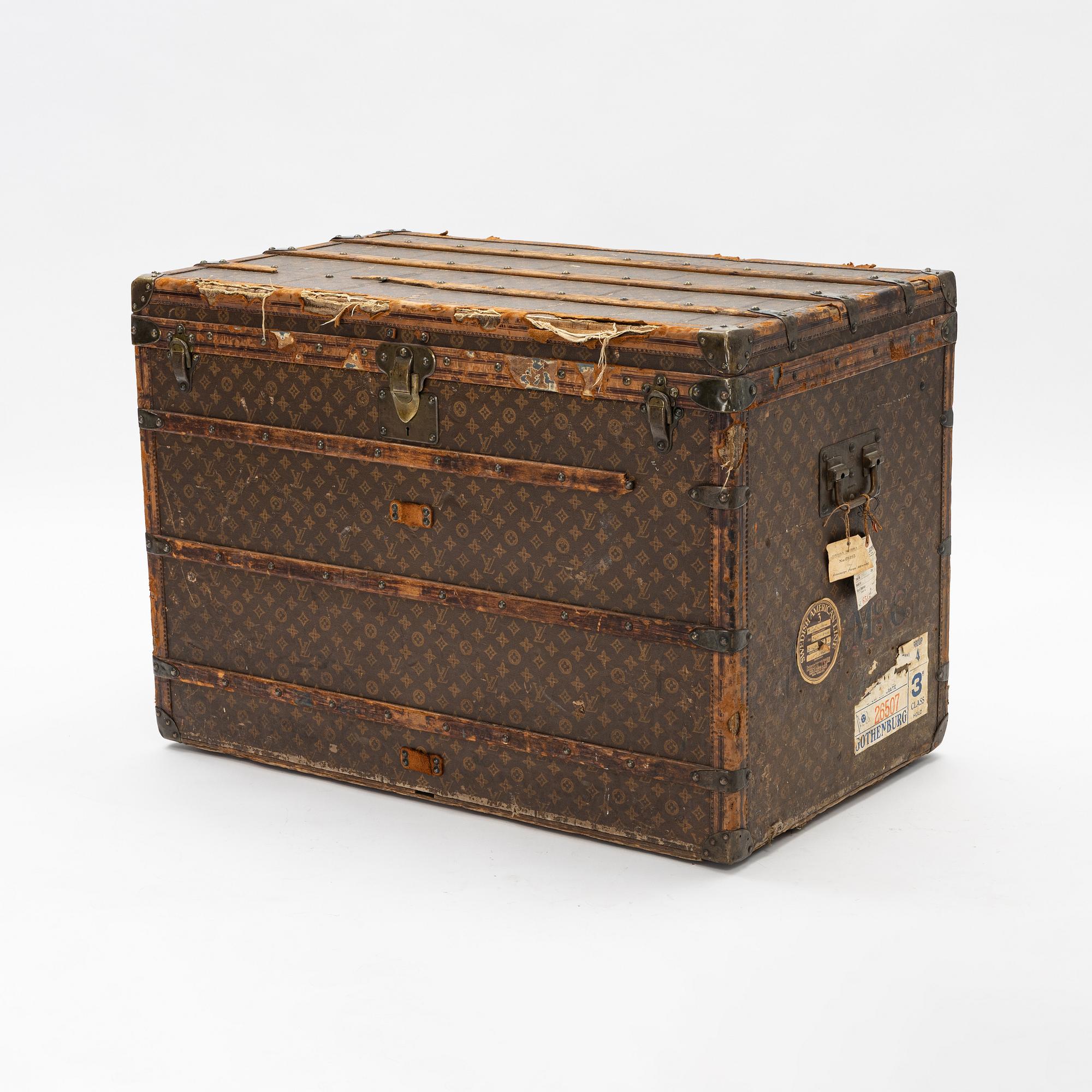 Louis Vuitton, a monogram canvas trunk from around year 1900.