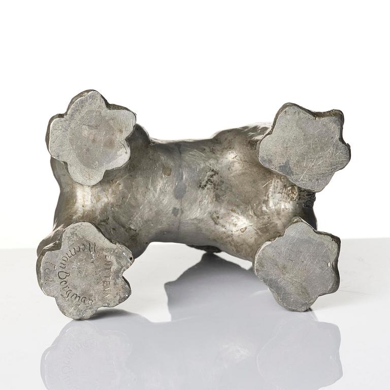 Anna Petrus, a pewter jug in the shape of a standing lion, Herman Bergman konstgjuteri, Stockholm, 1920s.