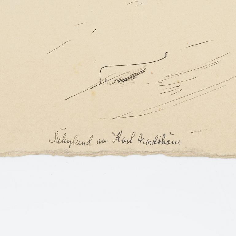 Karl Nordström, tuschteckning, dubbelsidig, signerad.