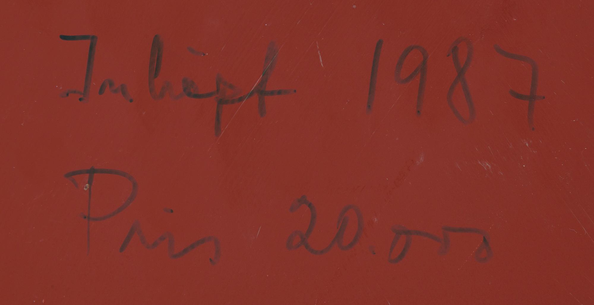 HÅKAN REHNBERG, triptyche, mixed media on sheet metal, signed and dated 1987 on verso.