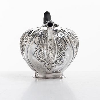 A Russian silver teapot, Moscow 18th century, unclear marks, probably Fedor Petrov (active 1760-1789).