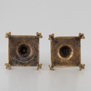 Candle holders, a pair, brass, 19th century.