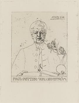 CARL LARSSON, etsning, sign o dat i plåten: "C.L. 1914". Etat 1. Mycket sällsynt. "Paul Petter Waldenström".