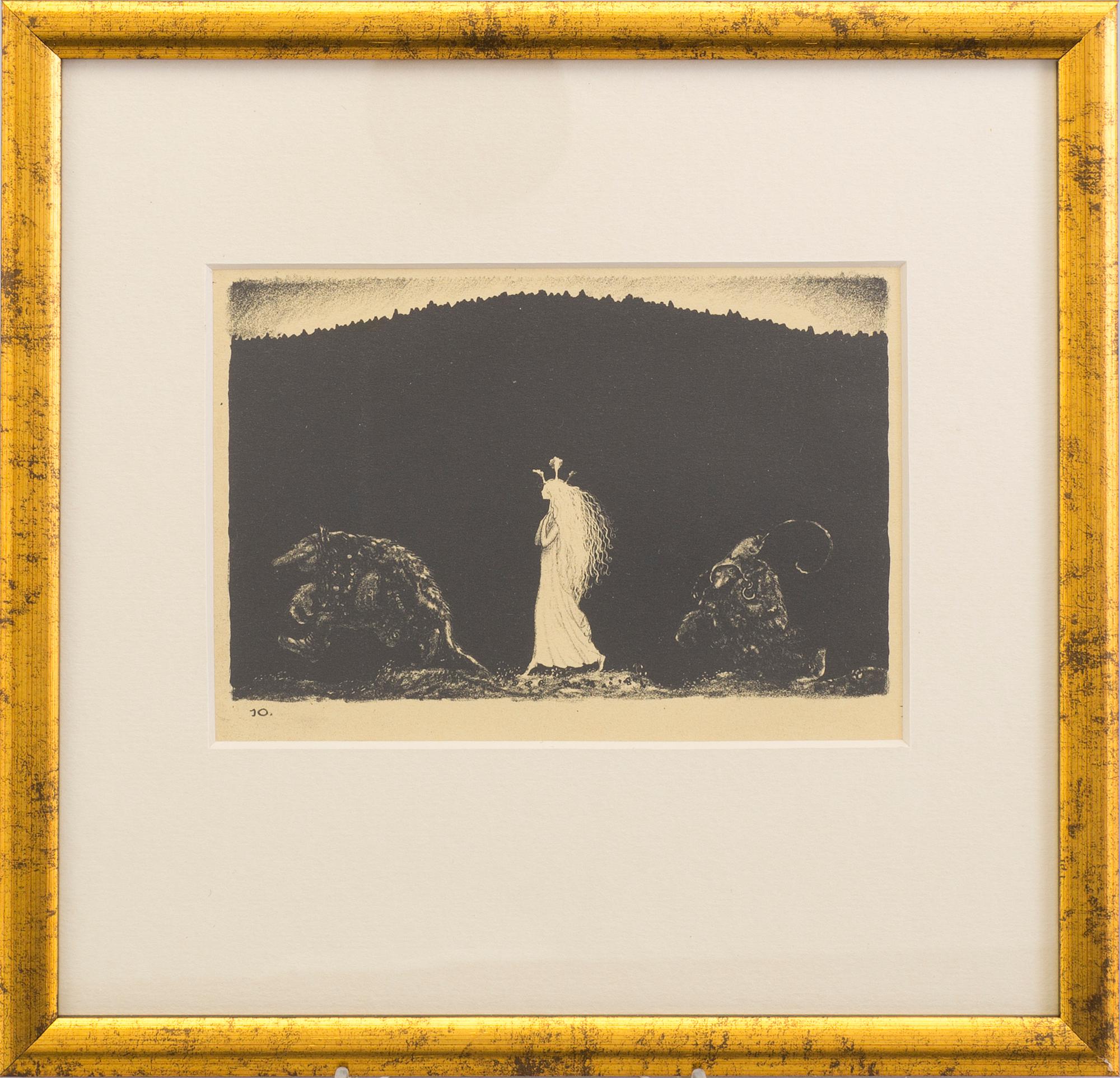 JOHN BAUER, litografi, signerad JB i trycket, ur sviten "Troll", 1915. Numrerad 10.