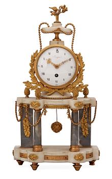 792. A Louis XVI late 18th century mantel clock, J L Roque Paris.